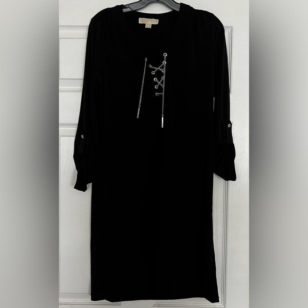 Michael Kors Rib Chain Lace-Up Shift Dress